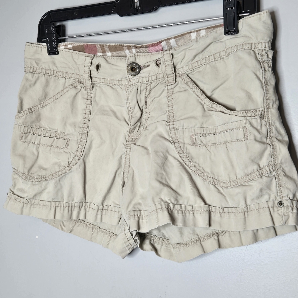 UnionBay Y2k 90s Low Rise Khaki‎ Shorts Juniors Size 7 Cargo Short Pockets - Picture 3 of 8